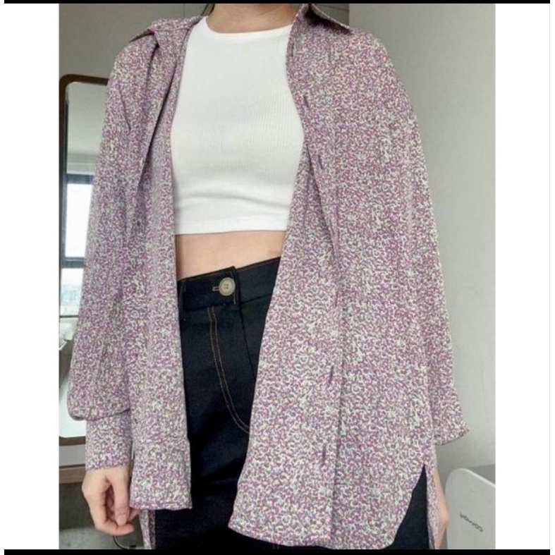 Pass Thanh lý - Sibling House - Áo sơ mi tay dài hoạ tiết hoa Lindy shirt