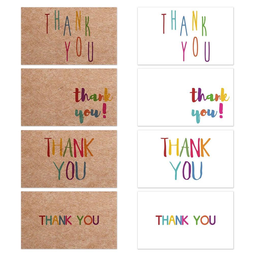 Set 24 / 30 Tấm Thẻ Giấy Kraft Trắng / Trắng In Chữ Thank You Dùng Để Trang Trí Thiệp