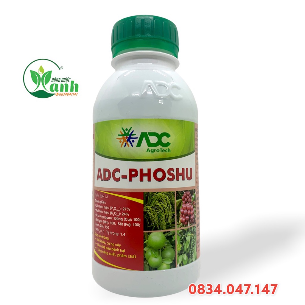 Phân bón lá cao cấp ADC PHOSHU giúp cứng cây khỏe rễ hạn chế sâu bệnh, 500ml