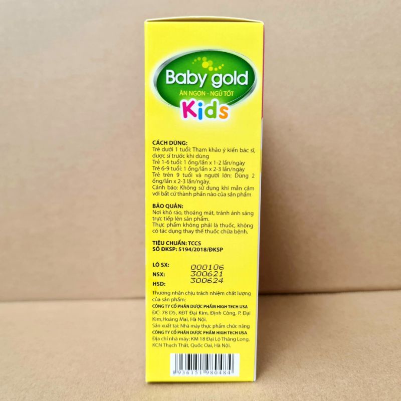 Baby Gold Kids tiêu hoá khoẻ trẻ ăn ngon, giúp bé ăn ngon ngủ tốt, bé thông minh