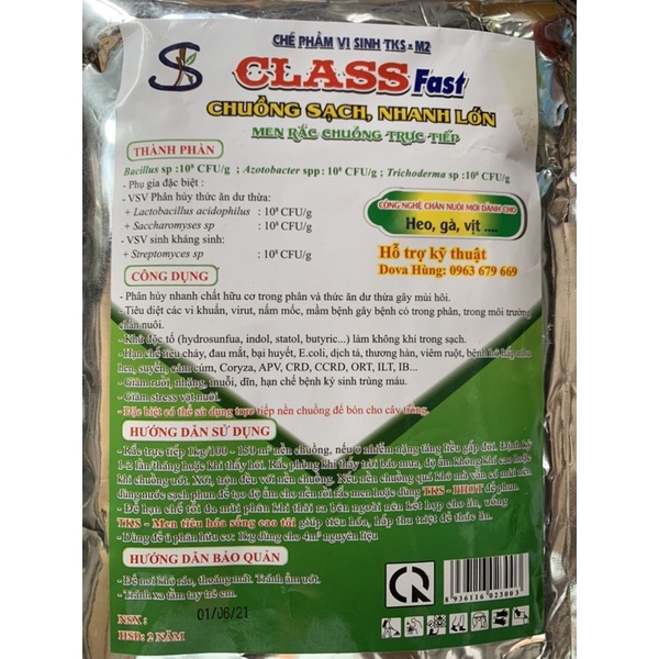 1kg Class Fast - Men rắc chuồng trực tiếp - chuồng sạch, nhanh lớn, không dọn chuồng, không khí độc- mùi hôi
