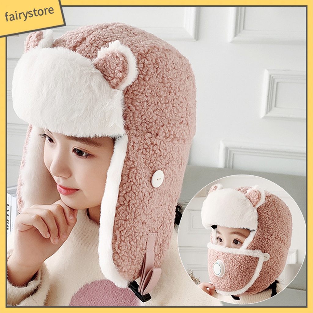Mũ Trùm Đầu Kèm Khẩu Trang Giữ Ấm Cho Bé