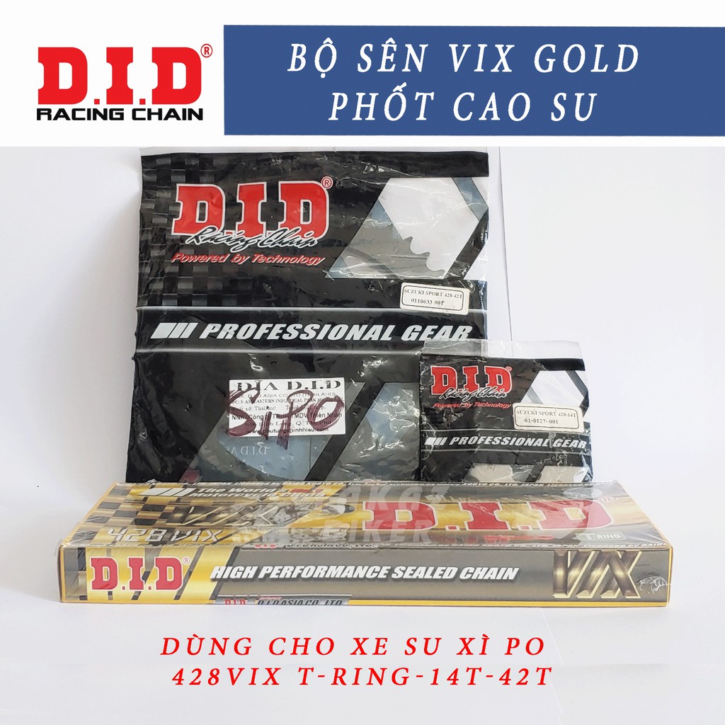 Sên Nhông Đĩa Su Xì Po Phốt Cao Su 428 VIX T-ring GOLD - 132L Cải Tiến Mới Của Huyền Thoại TFX