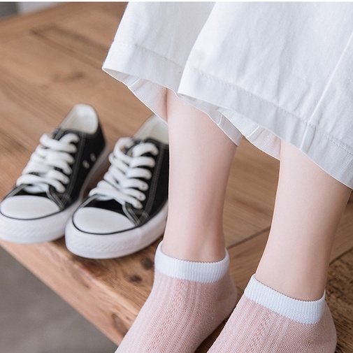 Tất Nữ Cổ Ngắn Hàn Quốc Họa Len Gân Vintage Cá Tính