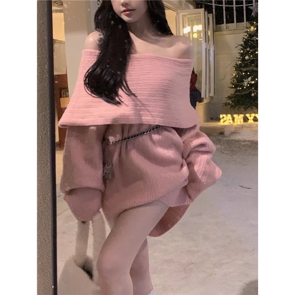 TKLIHN Áo váy len Trễ vai Sang Chảnh ULZZANG Hàn Quốc FASHIONITA 2021