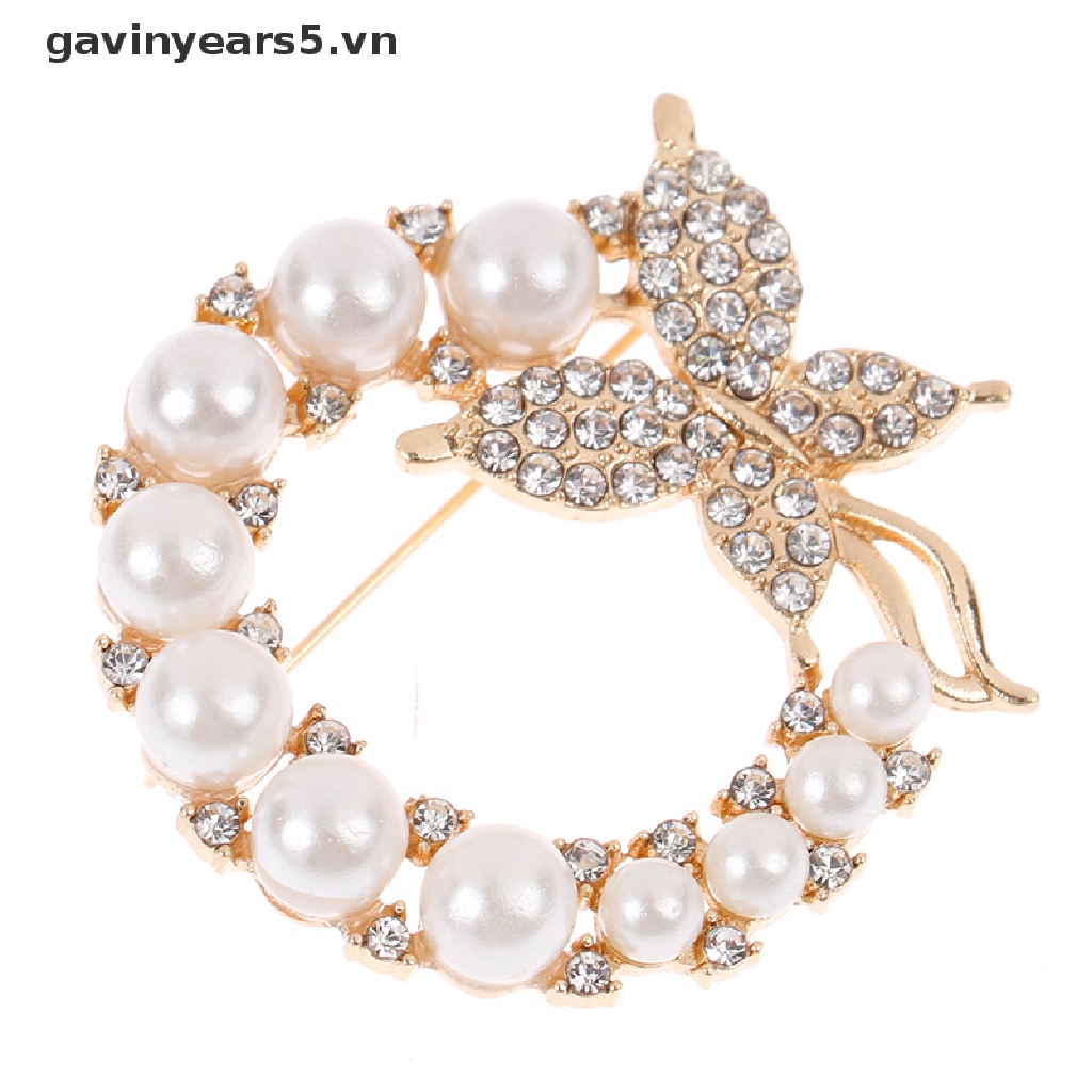 [gavin] Ghim Cài Áo Hình Bươm Bướm Đính Kim Cương Giả &amp; Ngọc Trai Cho Nữ