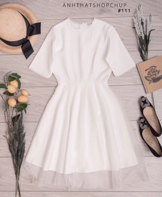 váy trắng dự tiệc ngắn tay kiểu dáng basic kèm ảnh thật MS139 SẴN | BigBuy360 - bigbuy360.vn