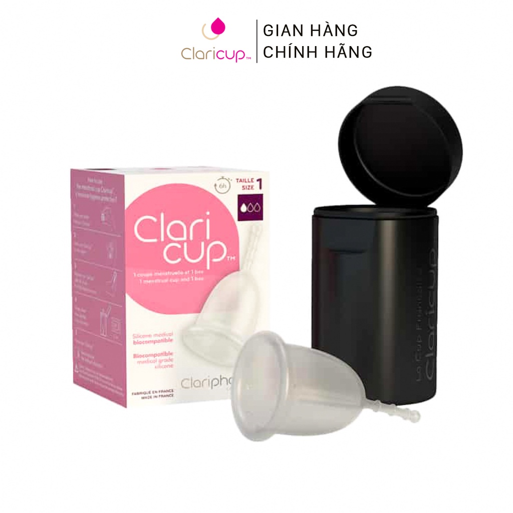 Cốc nguyệt san Claricup màu trắng siêu mềm - Hàng chính hãng Pháp 100% silicon y tế cao cấp kháng khuẩn