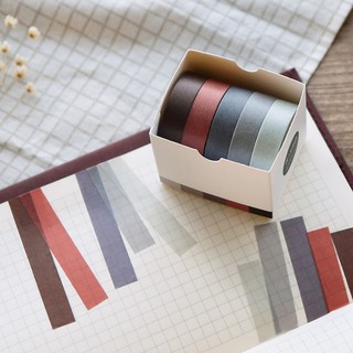 Băng Keo Giấy Set 5 Washi Tape Dán Kiểu Hàn Quốc Mood Board Palette Màu | WS001