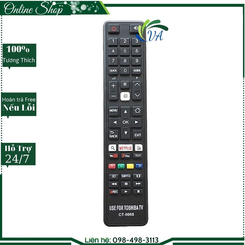 Điều Khiển Tivi TOSHIBA-Sử Dụng Cho Các Dòng Tivi TOSHIBA Smart- Led TV-Smart TV Và LCD-Model CT-8069