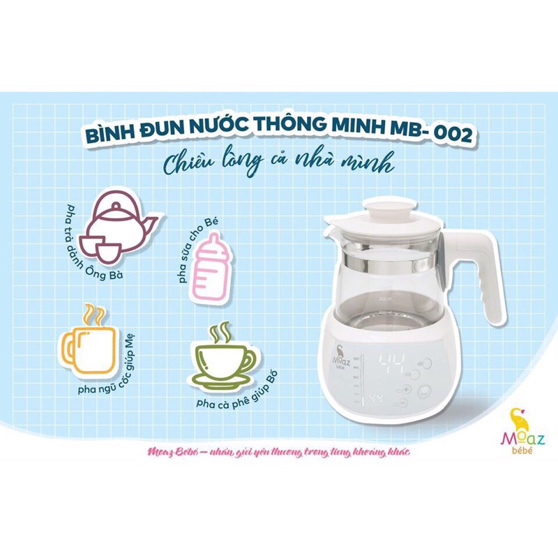 Máy Đun Nước Pha Sữa Điều Chỉnh Nhiệt Độ Moaz Bebe MB002