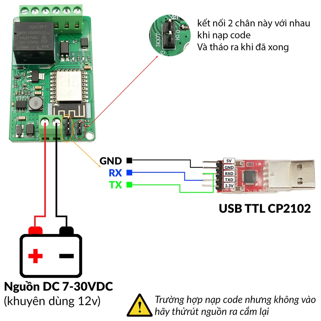 Mạch điều khiển wifi relay ESP8266 V12 lập trình nạp code để điều khiển thiết bị qua wifi