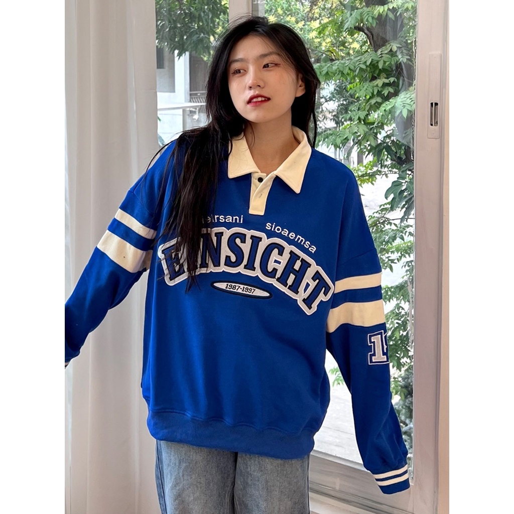 ( 2 Màu HotTrend ) Áo Nỉ Ngoại Dài Tay Cổ Bẻ   Cực Sịn Chất Ngoại Mặc Ấm Áp Vô Cùng - Form Style Hàn Quốc Trẻ Trung Động