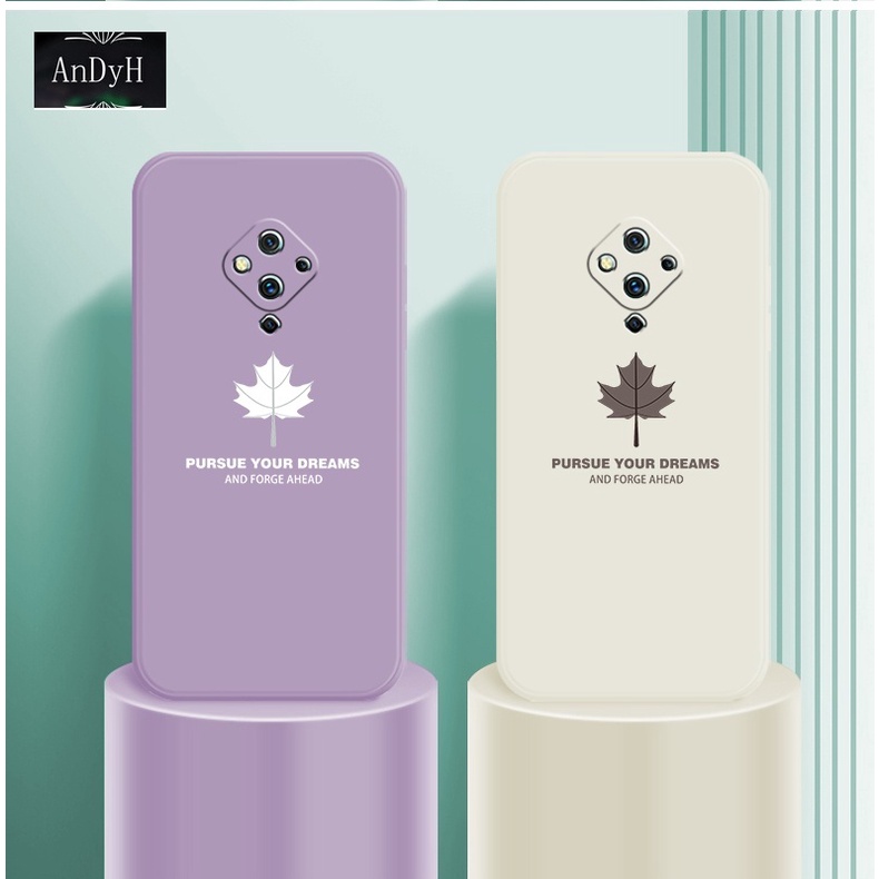 Ốp điện thoại silicon nhám họa tiết lá phong đơn giản có dây đeo tiện lợi cho Vivo S1 Pro S5 S6 S7 S9 S7E S9E