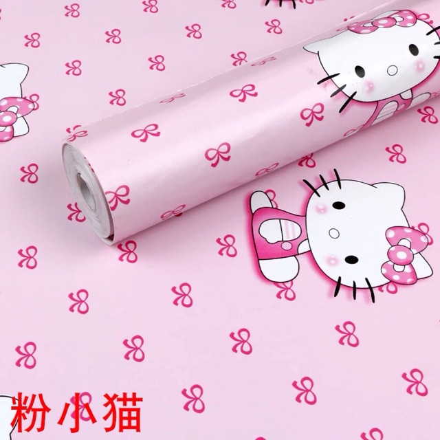 Giấy dán tường hello kitty màu hồng