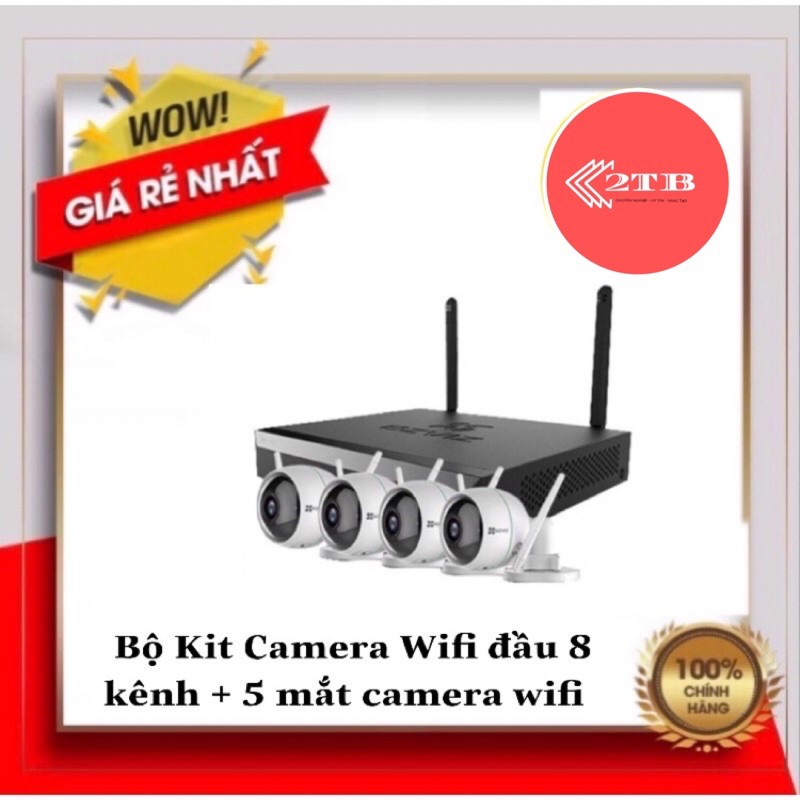 Camera Bộ Kit Wifi gồm đầu ghi NVR 8 kênh CS-X5S-8W + 4 camera wifi C3WN 1080p)