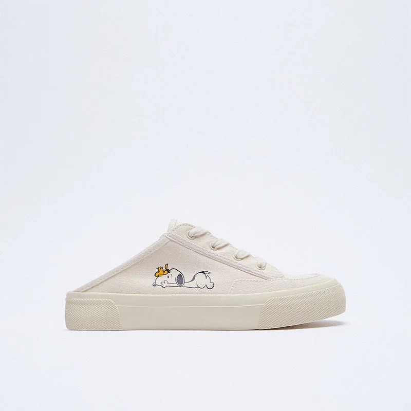 Giày Zara Lười Canvas SNOOPY Đạp Gót