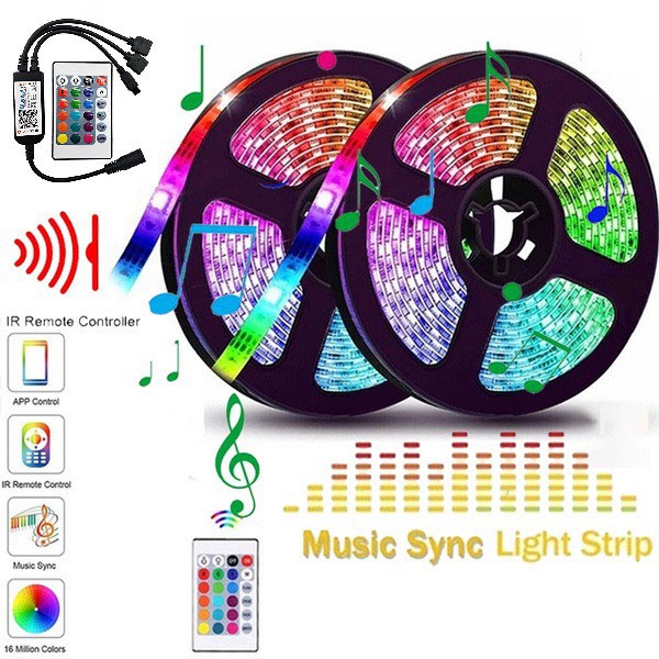 Đèn led 5m RGB 16 Màu Điều Khiển Bằng Điện Thoại, Nháy Theo Nhạc