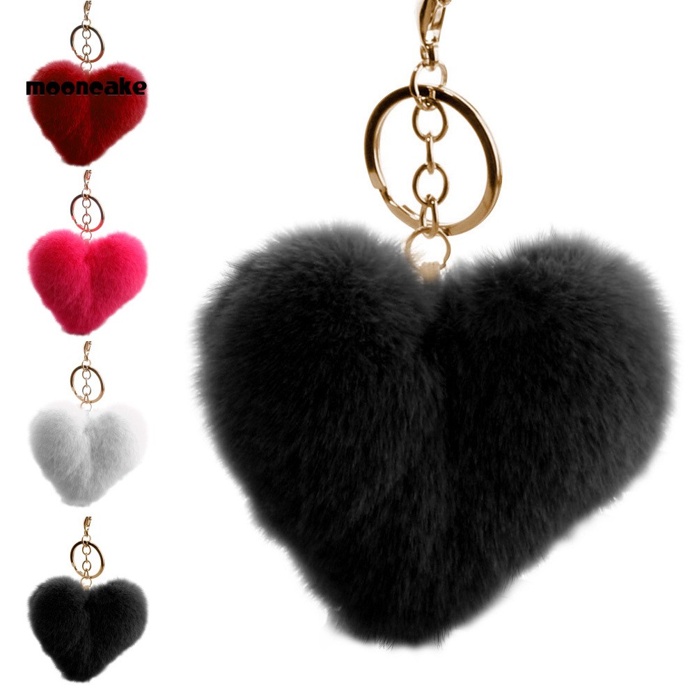 Móc chìa khóa hình trái tim nhồi bông màu đỏ dễ thương