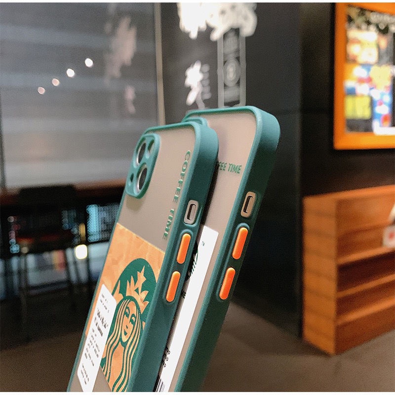 Ốp Điện Thoại Acrylic Nhám Chống Rơi Họa Tiết Starbucks Chất Lượng Cao Cho Iphone12 Iphone13 Pro