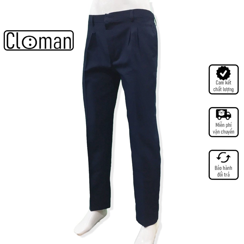 Quần Tây Xanh Học Sinh Lưng Thun Dây Kéo CLOMAN Có Bigsize Vải Mềm Mịn QD006