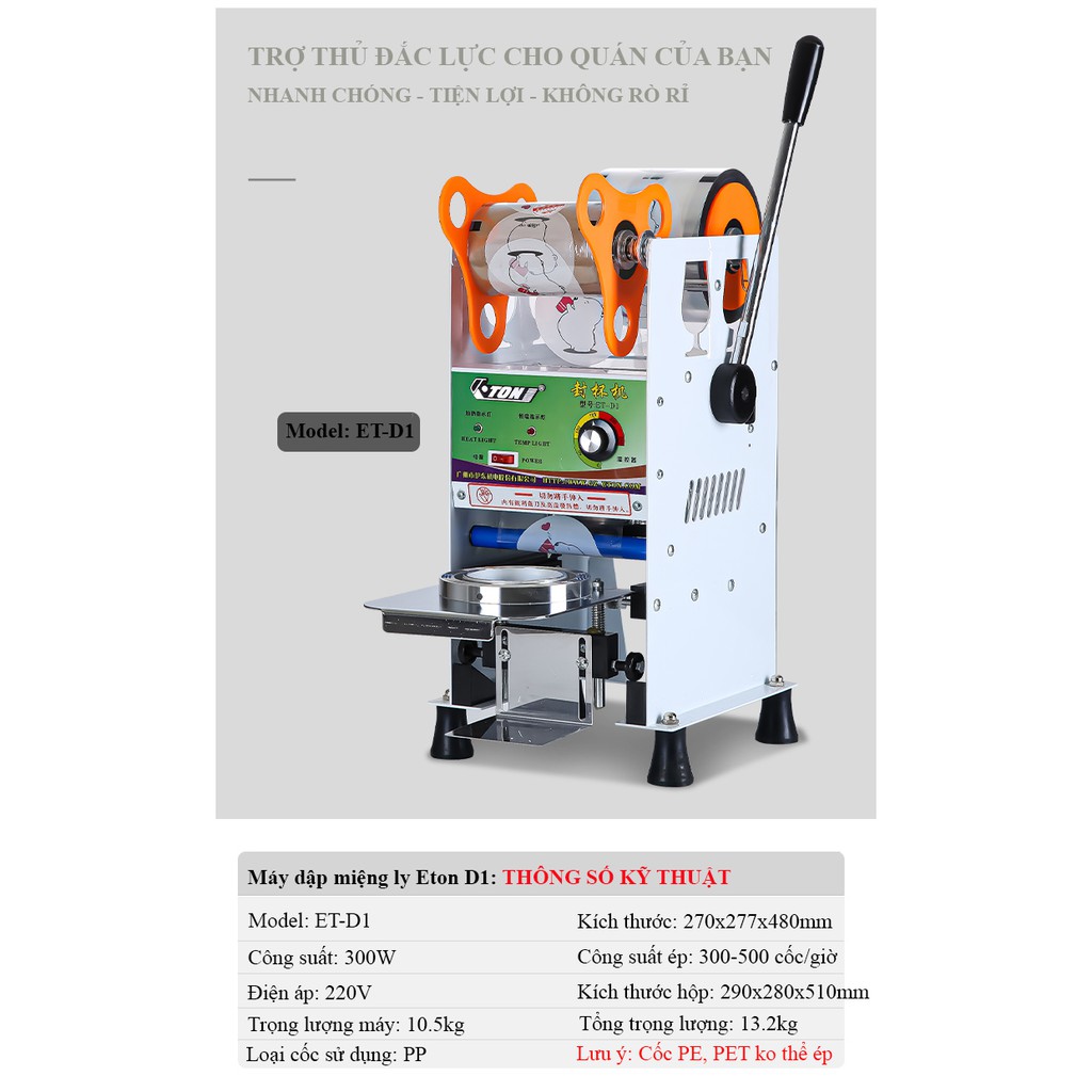 Máy Dập Nắp Cốc Nhựa Eton