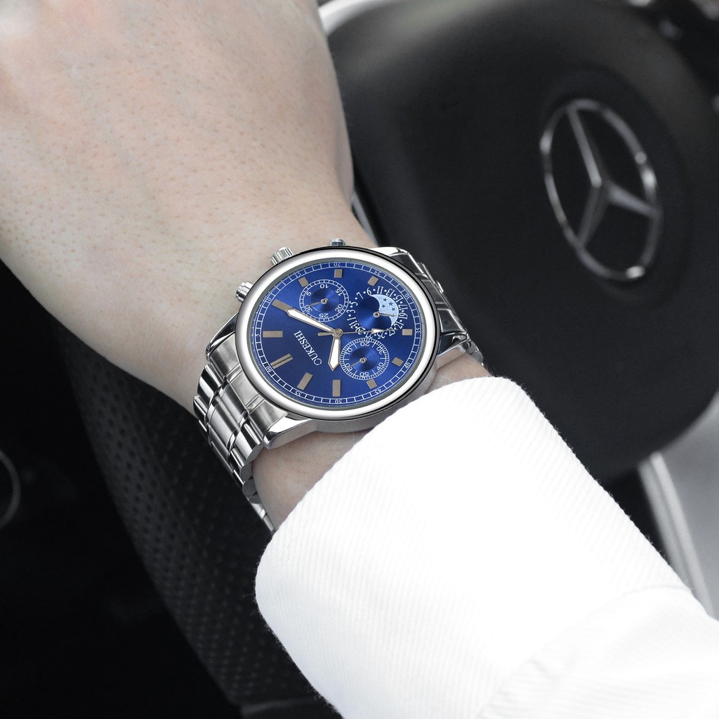 (FULL BOX) Đồng Hồ Nam OUKESHI Dây Thép Không Gỉ Cao Cấp + Tặng Hộp và Pin | BigBuy360 - bigbuy360.vn