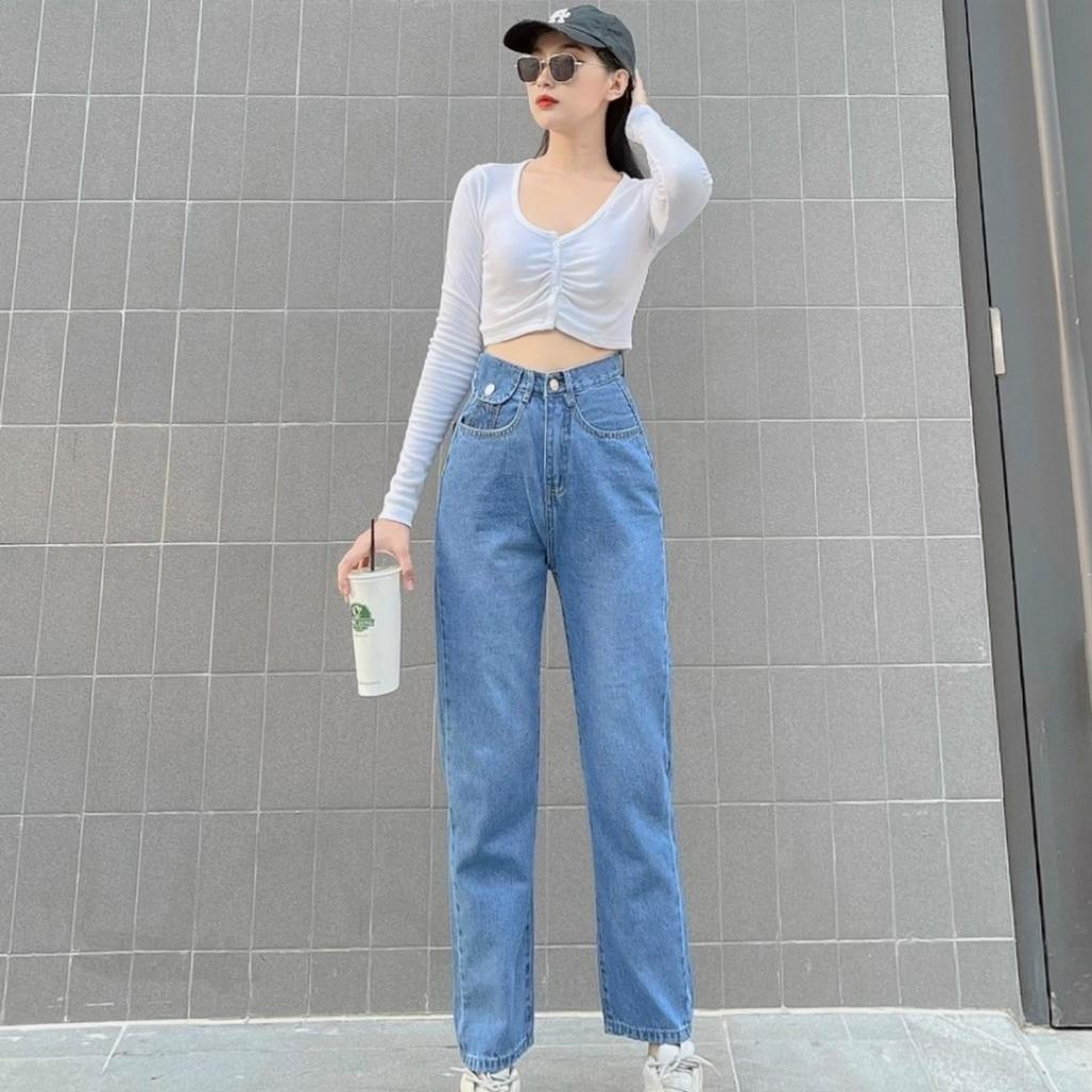 Quần jean nữ - Quần baggy nữ cao cấp dáng suông phong cách Ulzzang chất liệu bò dày dặn không giãn MT3024-3025 | BigBuy360 - bigbuy360.vn