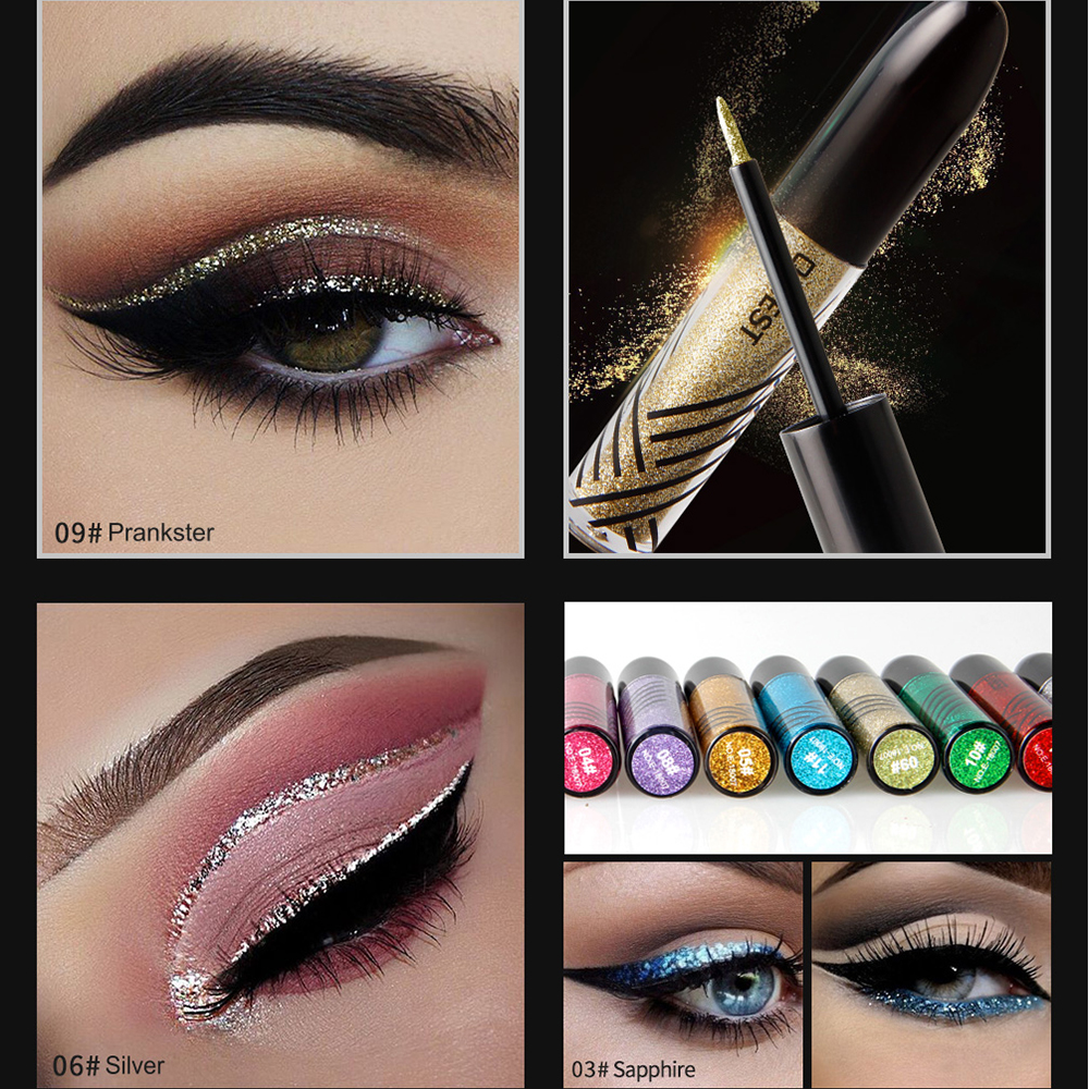 CABEZA QIBEST Liquid Eyeliner Easy To Use Long Lasting Eyeliner Glitter No Blooming Smudge-proof Sequins Quick Drying Makeup Waterproof