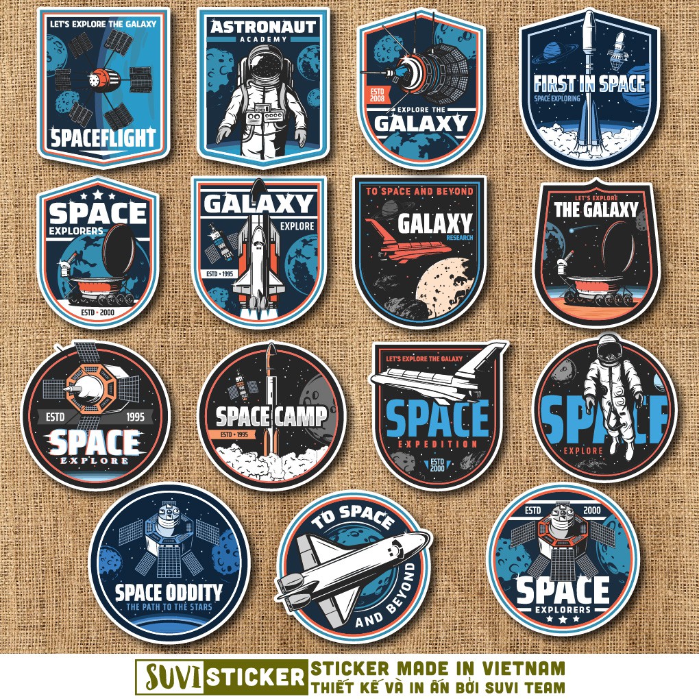 50 Sticker Galaxy Vũ Trụ 2 chống nước sticker dán mũ bảo hiểm, laptop, điện thoại, đàn guitar, vali. MSP: NS06