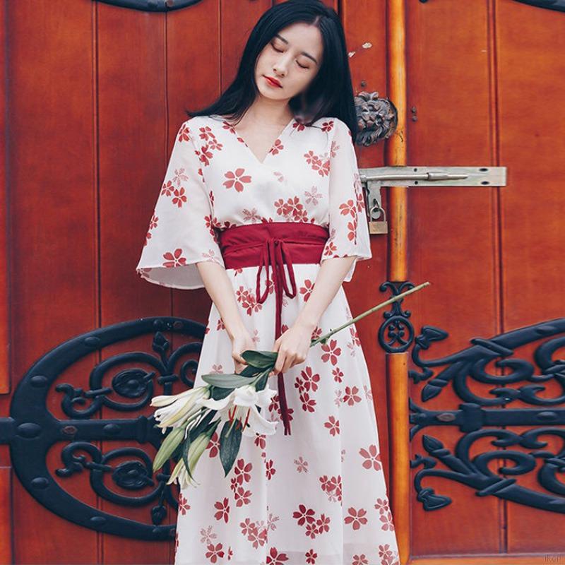 Đầm hán phục cách tân họa tiết hoa phong cách Retro cho nữ