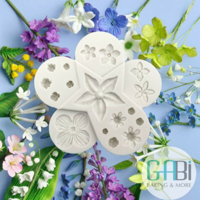 Khuôn fondant silicon mix 6 loại hoa