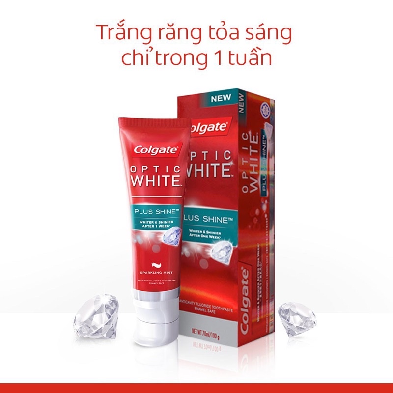 DATE 2024 Thailand- KEM ĐÁNH RĂNG COLGATE OPTIC WHITE TẨY VẾT Ố VÀNG 116G