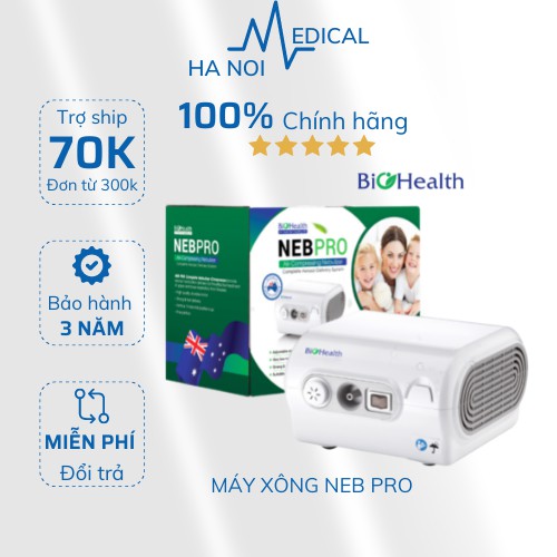 Máy xông khí dung, máy xông mũi họng BioHealth NEB-PRO - chính hãng, bảo hành 3 NĂM