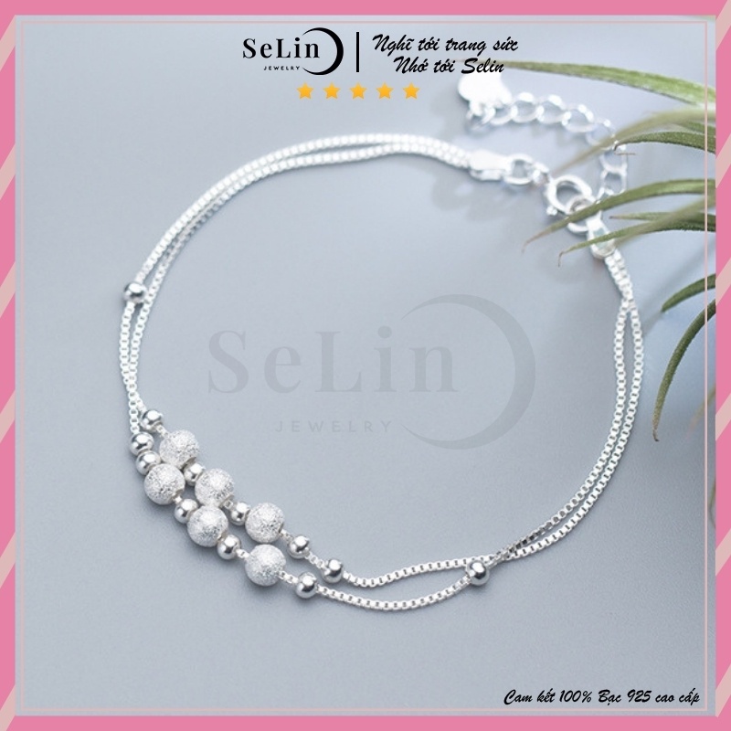 Lắc tay bạc 925 nữ cao cấp đính quả cầu nhũ bắt sàng sang trọng lấp lánh SELIN JEWELRY - 0084