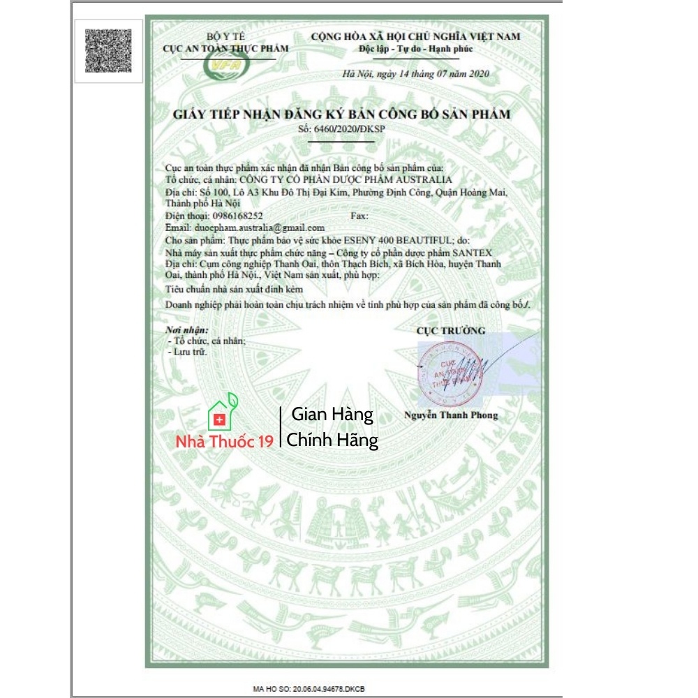 Viên uống đẹp da ESENY 400 bổ sung vitamin E, tăng đàn hồi da, giảm nguy cơ lão hóa - hộp 30v