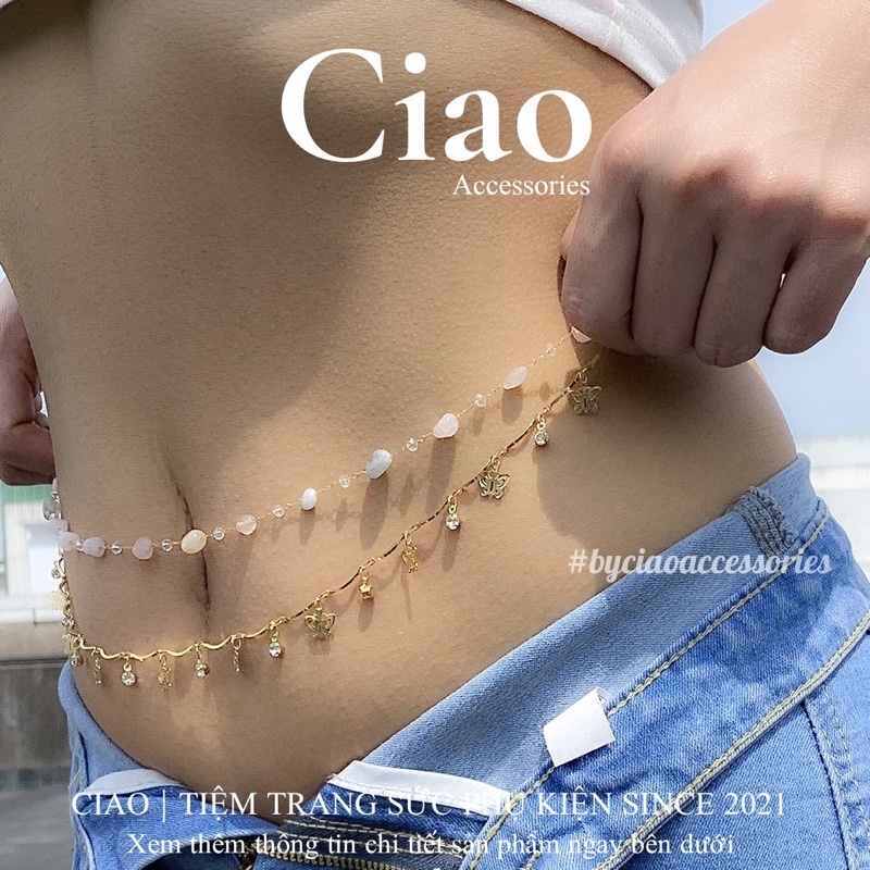 [HOẢ TỐC 1H] Set 2 vòng bụng thiết kế hoạ tiết đính đá mới lạ trendy phong cách Giselle Ciao