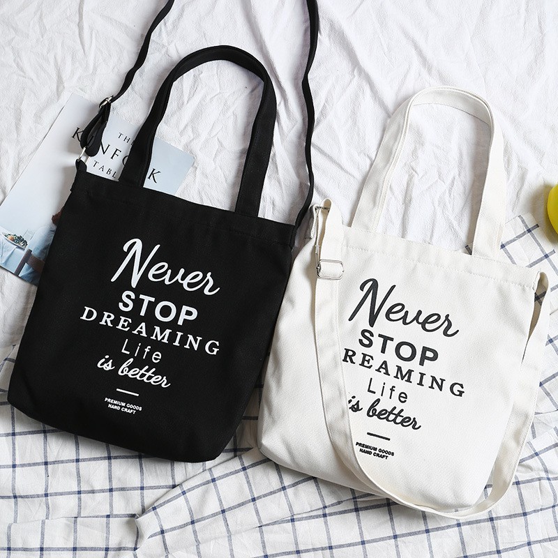 Túi Vải Tote Đeo Chéo Never Stop