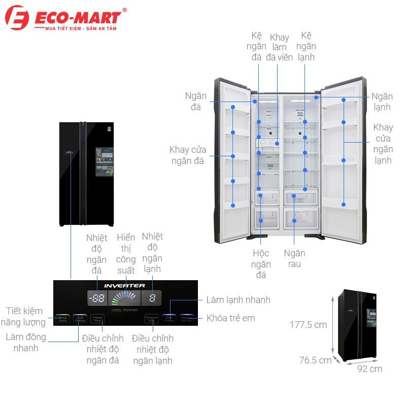 Tủ lạnh Hitachi side by side R-FS800PGV2(GBK) 2 cửa màu đen