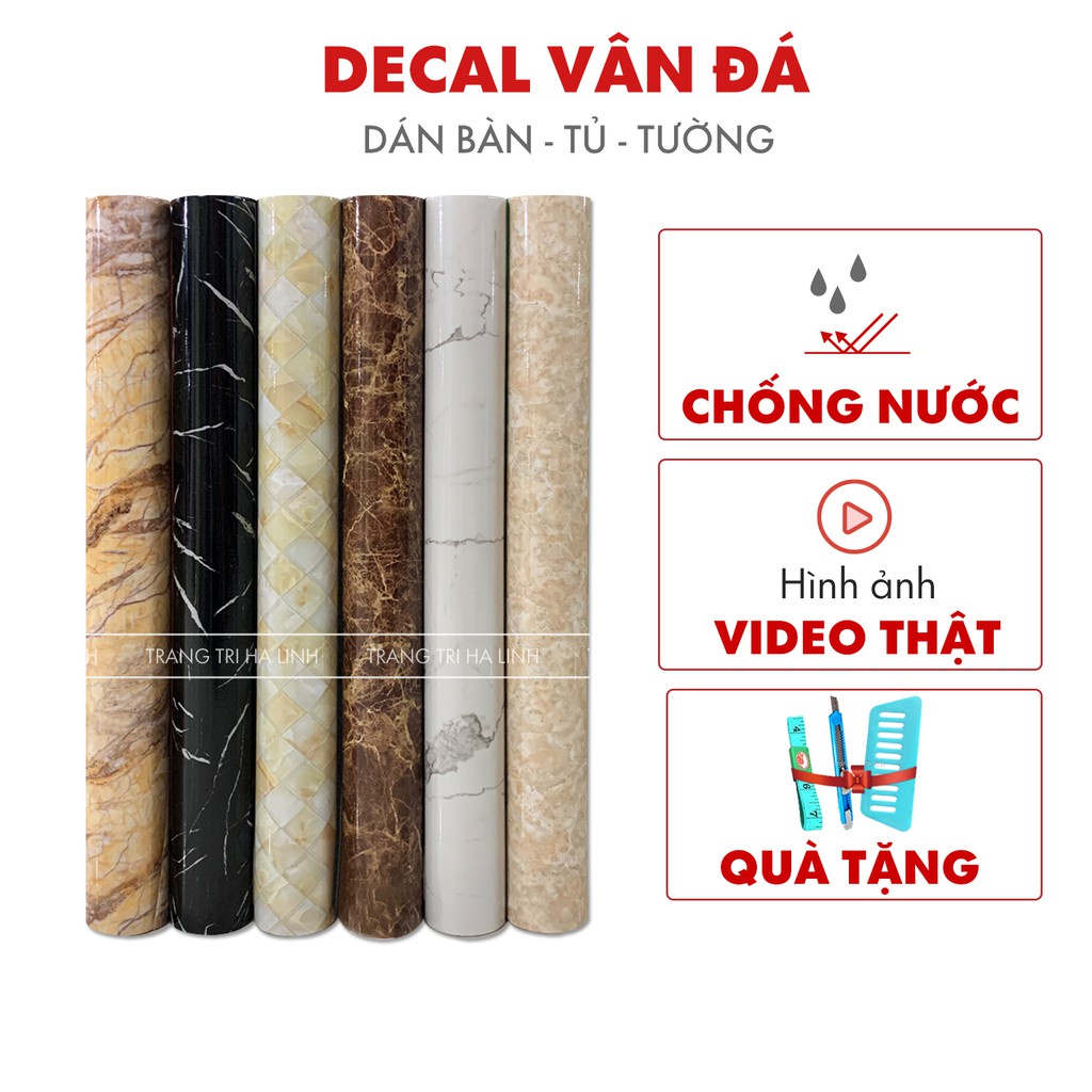 Giấy dán bếp decal giả vân đá 3D chịu nhiệt chống nước chống dầu mỡ dễ dàng lau chùi