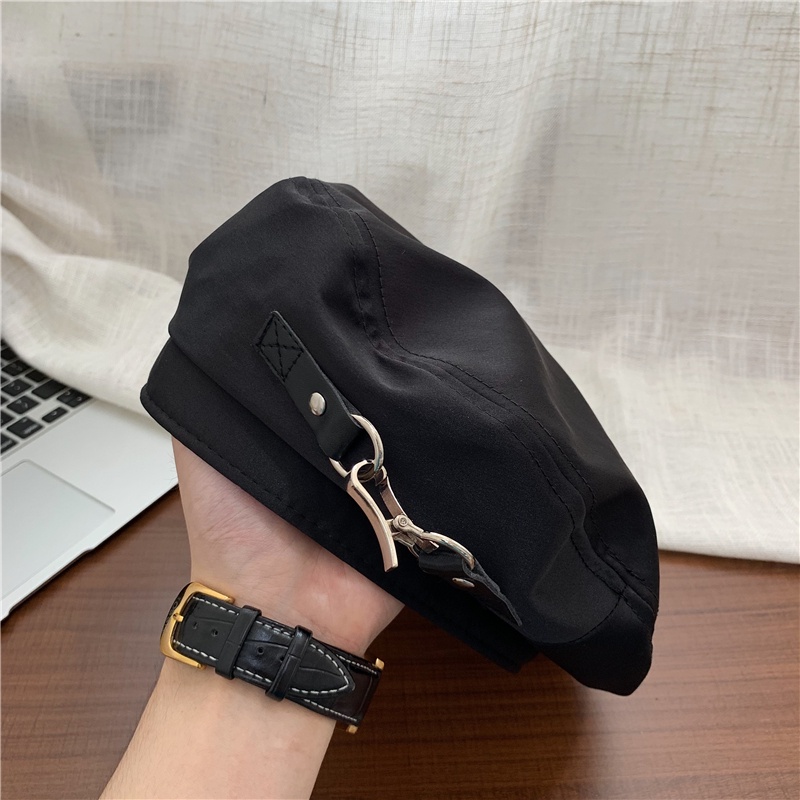 Mũ Nồi Phối Khóa Kim Loại Phong Cách Hàn Quốc Cá Tính Cho Nữ