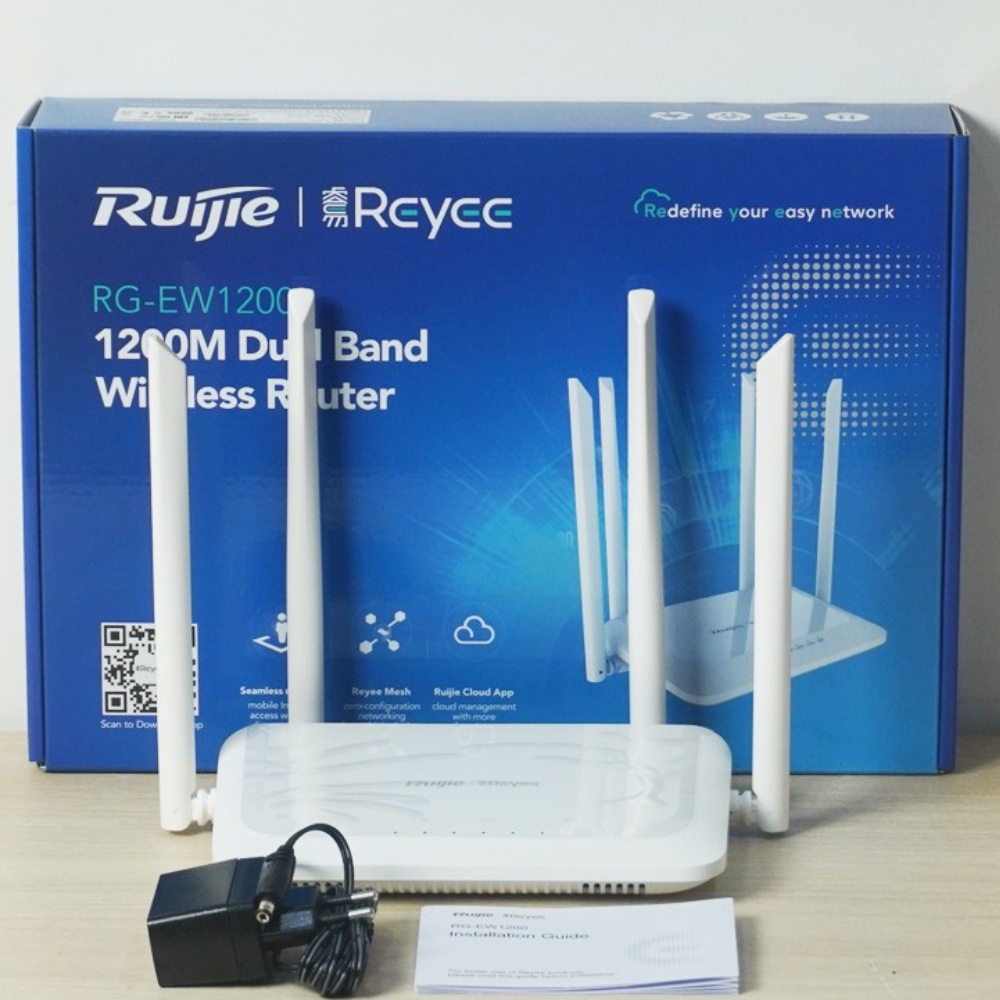 Bộ phát WiFi Ruijie RG-EW1200 Dual-band AC1200 MU-MIMO hỗ trợ Mesh - Hàng chính hãng - bảo hành 2 năm