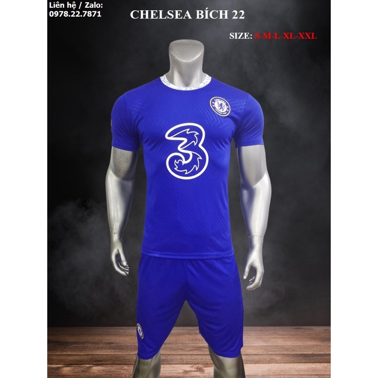 Bộ quần áo bóng đá, đồ đá banh Chelsea Sân Nhà Màu Xanh 2022-2023 Vải Thun Lạnh Cao Cấp