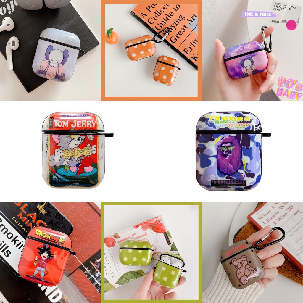 Hộp đựng airpods với hơn 20 hình hoạt hình 3D có móc silicone bảo vệ tại nghe Bluetooth | BigBuy360 - bigbuy360.vn