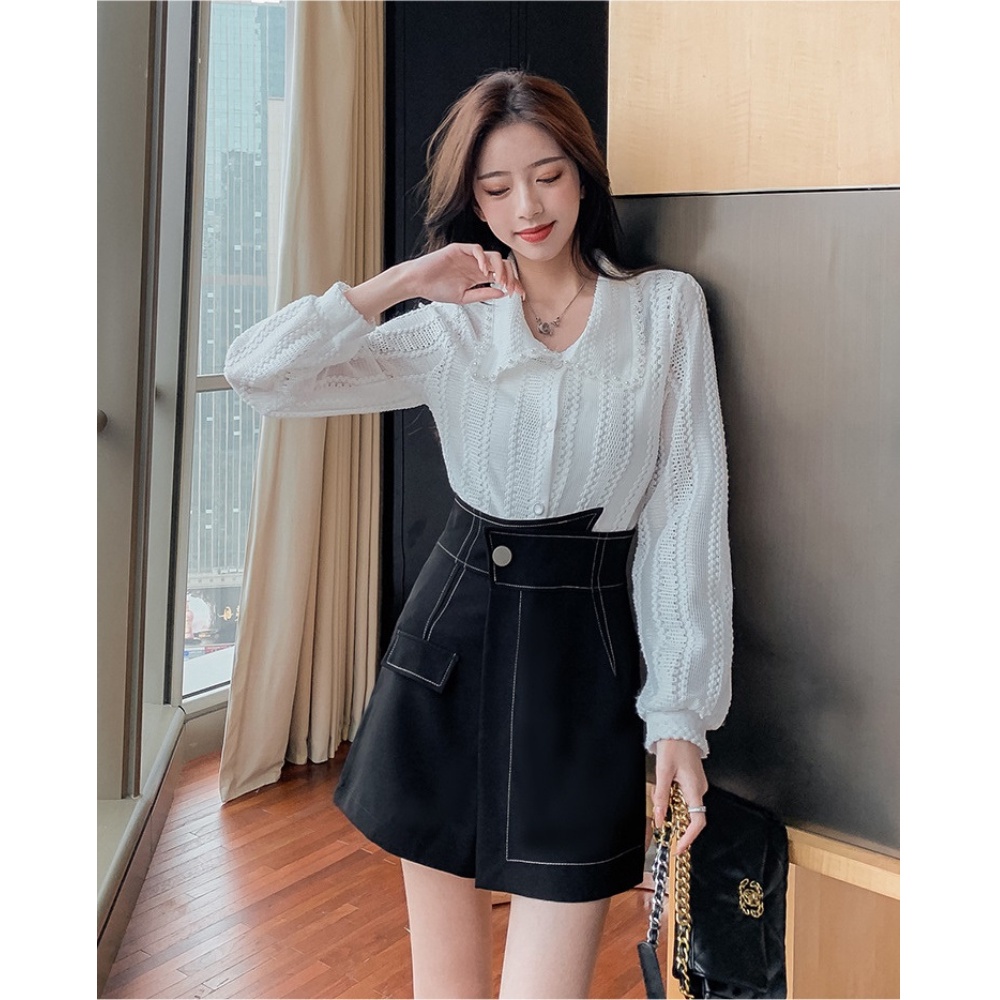 Chân váy nữ, chân váy nữ kaki dày dặn phối chỉ trắng đủ size S M L SKUCV-03B