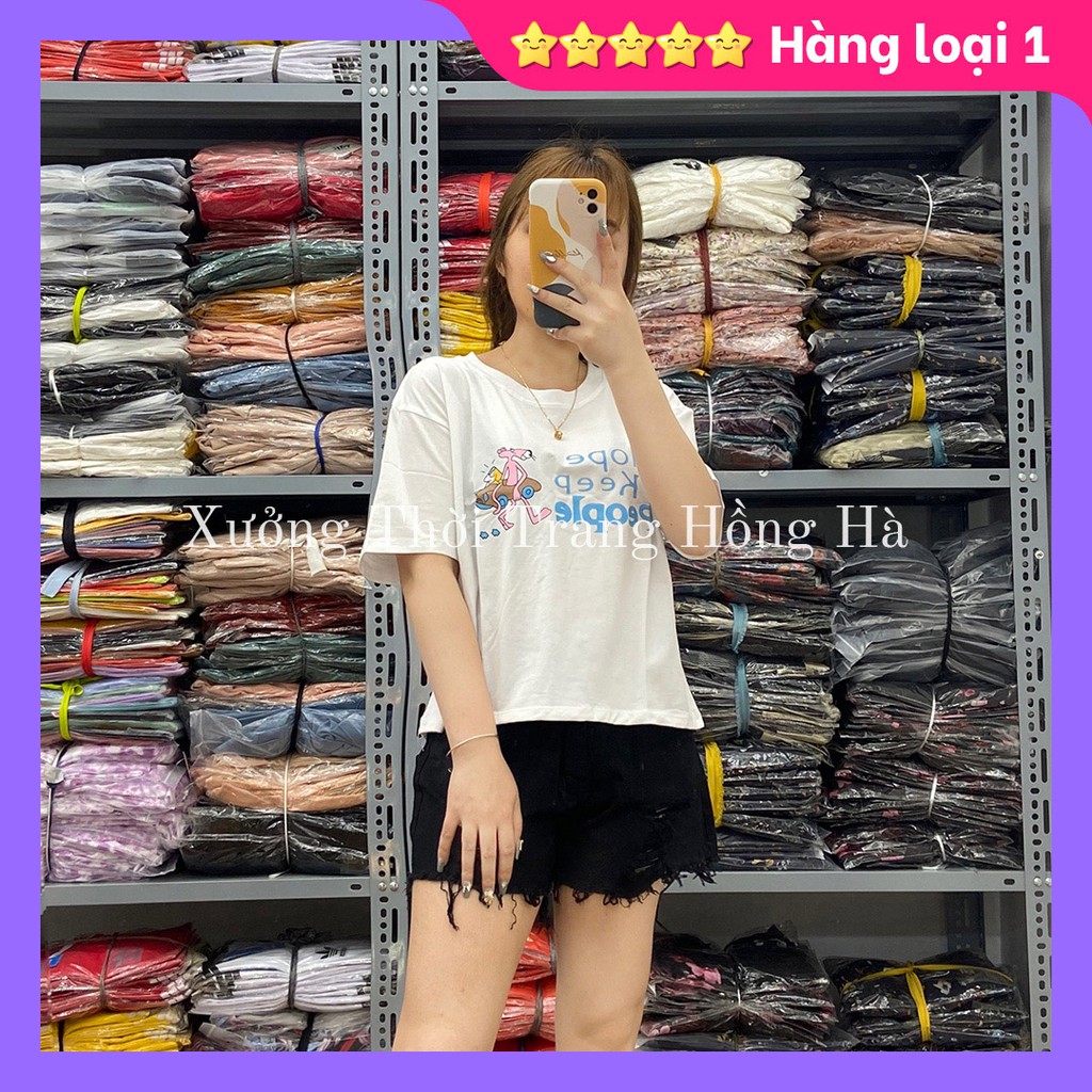 ✅🎯 Ảnh Thật Của Xưởng 100% 🎯✅☘️Áo Phông Croptop Báo Hồng Form Rộng, Áo Thun Ulzzang In Hình☘️