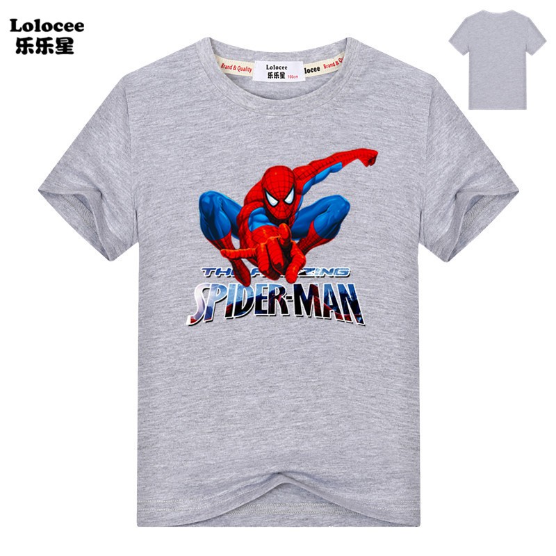 Áo Thun Tay Ngắn In Hình Spiderman Cho Bé Trai