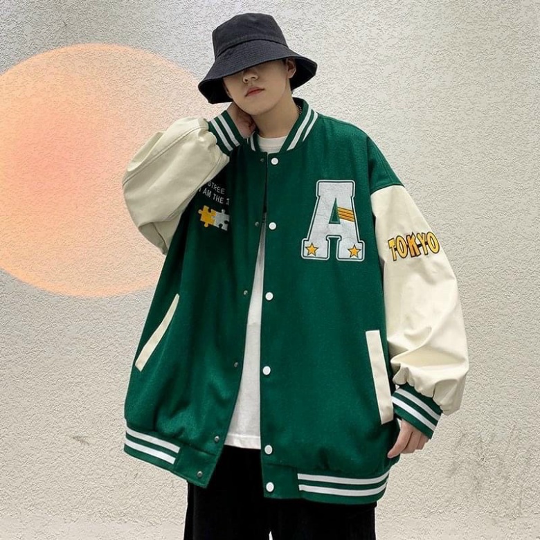Áo Khoác Bomber Unisex Thêu Logo Nổi Chữ A KSS43