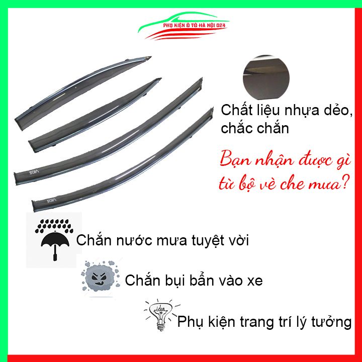 Vè che mưa cho xe ô tô Vios 2018-2020 chỉ mạ