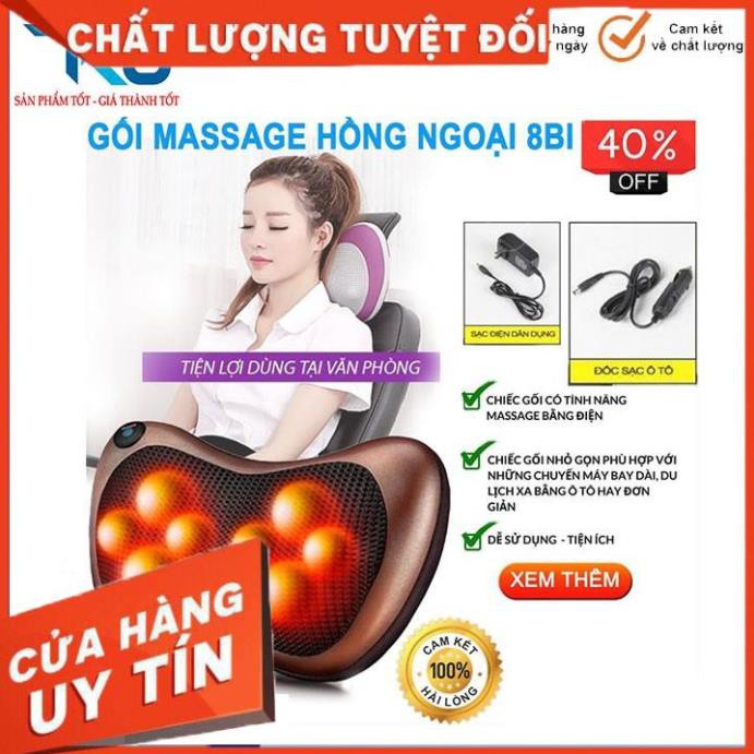 Gối massage 2 chiều 8 bi đèn hồng ngoại massage đảo chiều máy mát sa xoay chiều